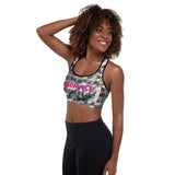 Black, White and Pink Radiance Padded Sports Bra