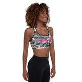 Black, White and Pink Radiance Padded Sports Bra