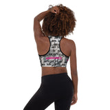 Black, White and Pink Radiance Padded Sports Bra