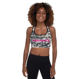 Black, White and Pink Radiance Padded Sports Bra